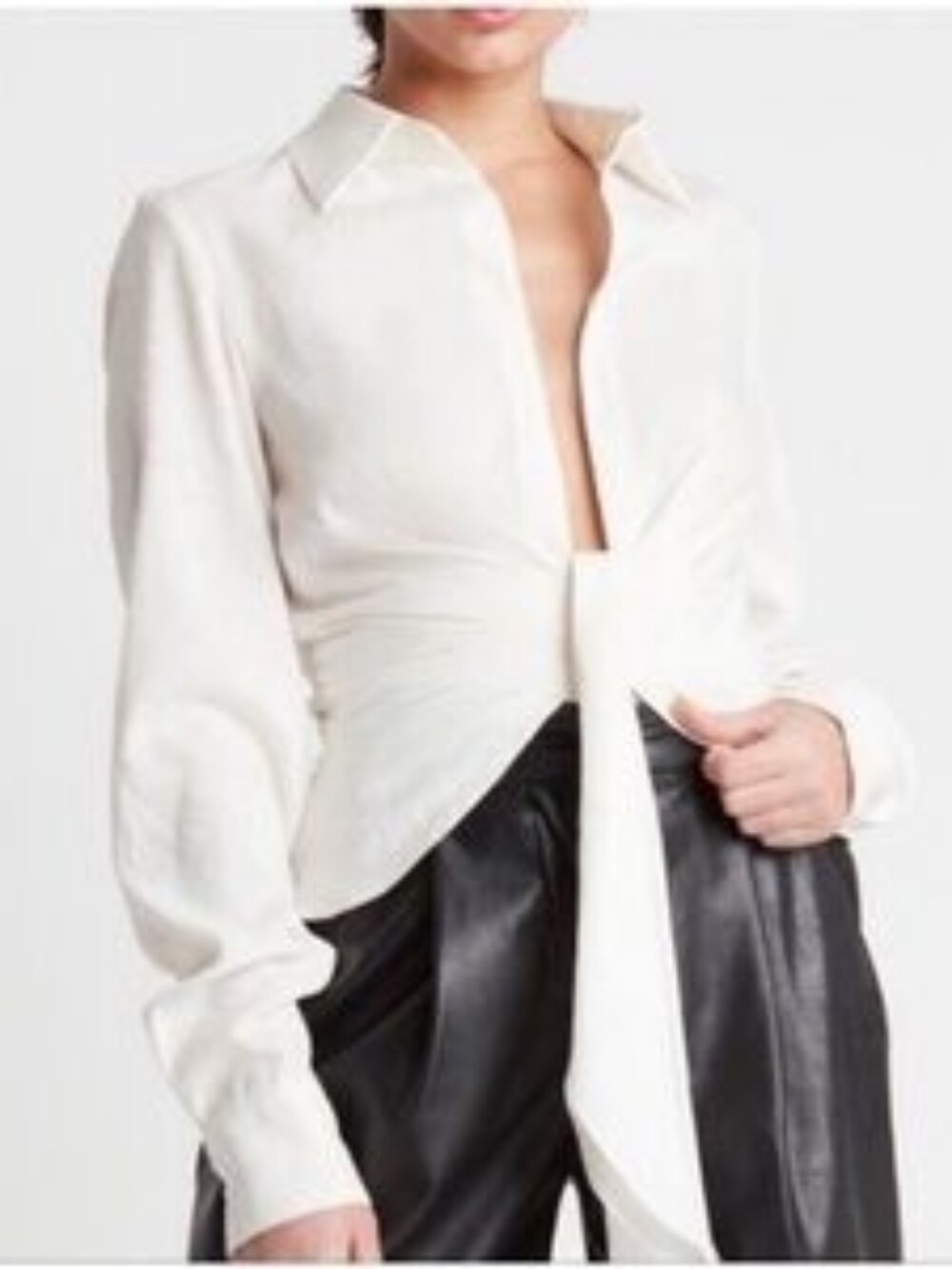 Choosy White Twist-Front Button Cuff Shirt NWT